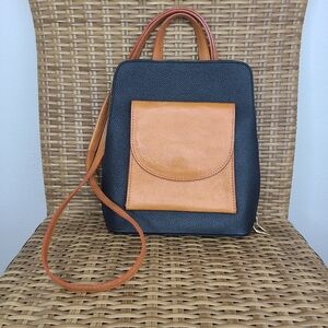 Divina Firenze Bag Backpack Crossbody Handmade Italian Pebbled Leather Black